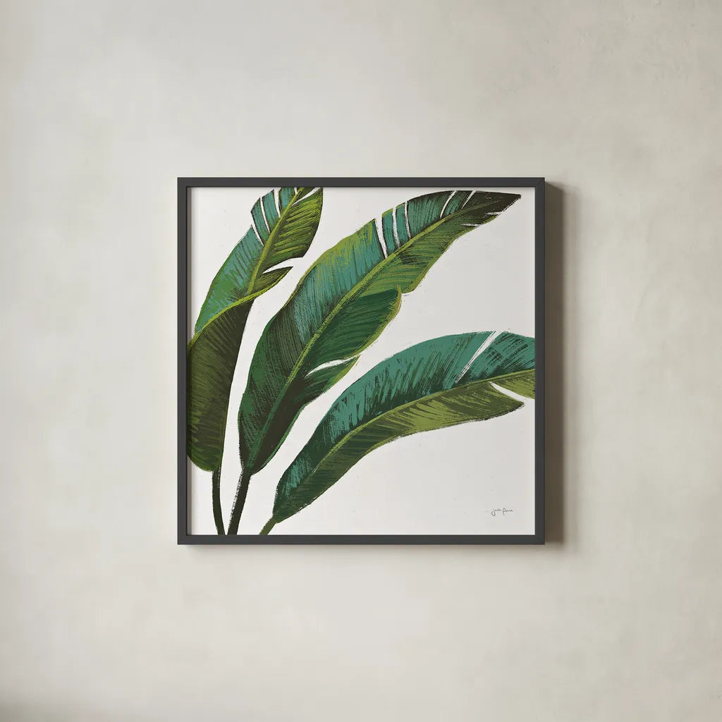 Welcome to Paradise XI on White by Janelle Penner. Shown in a sleek black glass frame for a contemporary gallery look. Available as an archival giclee rolled canvas, fine art paper, or poster print. SKU 31551a.