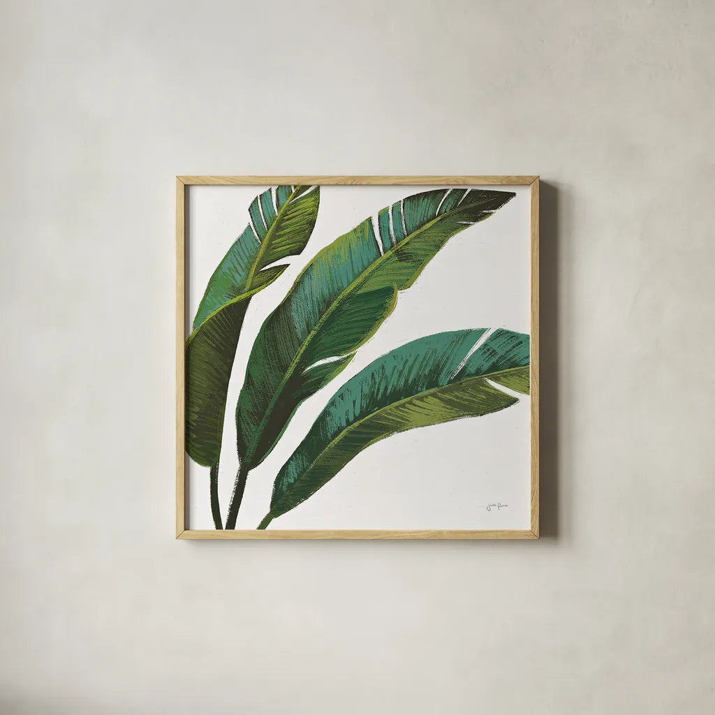 Welcome to Paradise XI on White by Janelle Penner. Shown in a natural wood glass frame for a timeless modern aesthetic. Available as an archival giclee rolled canvas, fine art paper, or poster print. SKU 31551a.