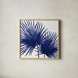 Welcome to Paradise XII Indigo by Janelle Penner. Shown in a natural wood glass frame for a timeless modern aesthetic. Available as an archival giclee rolled canvas, fine art paper, or poster print. SKU 34078a.