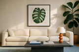Welcome to Paradise XIII by Janelle Penner. Displayed in a glass frame with matte in a clean modern living room. Available as an archival giclee rolled canvas, fine art paper, or poster print. SKU 30416a.
