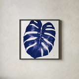 Welcome to Paradise XIII Indigo by Janelle Penner. Shown in a sleek black glass frame for a contemporary gallery look. Available as an archival giclee rolled canvas, fine art paper, or poster print. SKU 34079a.