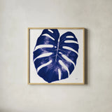 Welcome to Paradise XIII Indigo by Janelle Penner. Shown in a natural wood glass frame for a timeless modern aesthetic. Available as an archival giclee rolled canvas, fine art paper, or poster print. SKU 34079a.