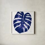 Welcome to Paradise XIII Indigo by Janelle Penner. Shown in a crisp white glass frame for a clean and minimalist style. Available as an archival giclee rolled canvas, fine art paper, or poster print. SKU 34079a.