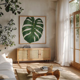 Welcome to Paradise XIII on White by Janelle Penner. Shown in a natural wood frame in a cozy modern living room. Available as an archival giclee rolled canvas, fine art paper, or poster print. SKU 31552a.