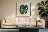 Welcome to Paradise XIII on White by Janelle Penner. Displayed in a glass frame with matte in a clean modern living room. Available as an archival giclee rolled canvas, fine art paper, or poster print. SKU 31552a.