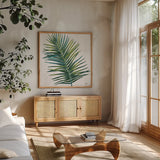 Welcome to Paradise XIV by Janelle Penner. Shown in a natural wood frame in a cozy modern living room. Available as an archival giclee rolled canvas, fine art paper, or poster print. SKU 30417a.
