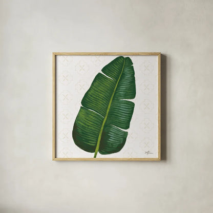 Welcome to Paradise XV by Janelle Penner. Shown in a natural wood glass frame for a timeless modern aesthetic. Available as an archival giclee rolled canvas, fine art paper, or poster print. SKU 30418a.