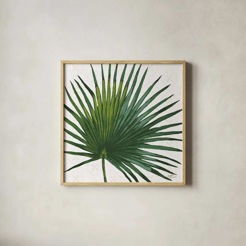 Welcome to Paradise XVI by Janelle Penner. Shown in a natural wood glass frame for a timeless modern aesthetic. Available as an archival giclee rolled canvas, fine art paper, or poster print. SKU 30419a.