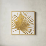 Welcome to Paradise XVI Gold by Janelle Penner. Shown in a natural wood glass frame for a timeless modern aesthetic. Available as an archival giclee rolled canvas, fine art paper, or poster print. SKU 55648a.