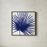 Welcome to Paradise XVI Indigo by Janelle Penner. Shown in a sleek black glass frame for a contemporary gallery look. Available as an archival giclee rolled canvas, fine art paper, or poster print. SKU 34082a.