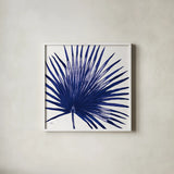 Welcome to Paradise XVI Indigo by Janelle Penner. Shown in a crisp white glass frame for a clean and minimalist style. Available as an archival giclee rolled canvas, fine art paper, or poster print. SKU 34082a.