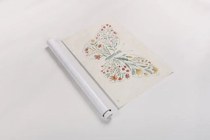 Wildflower Vibes Butterfly by Janelle Penner. shown as a rolled paper print. Available as archival giclee rolled canvas, fine art paper, or poster print. SKU 75533i.