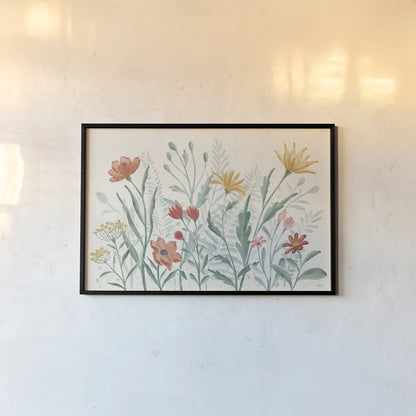 Wildflower Vibes I by Janelle Penner. shown as a paper print in a black flame. Available as a archival giclee rolled canvas, fine art paper, or poster print. SKU 74609i.