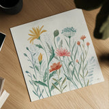 Wildflower Vibes III by Janelle Penner. Shown as a detailed flat fine art print, highlighting archival giclee quality. Available as an archival giclee rolled canvas, fine art paper, or poster print. SKU 74611a.