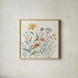 Wildflower Vibes III by Janelle Penner. Shown in a natural wood glass frame for a timeless modern aesthetic. Available as an archival giclee rolled canvas, fine art paper, or poster print. SKU 74611a.