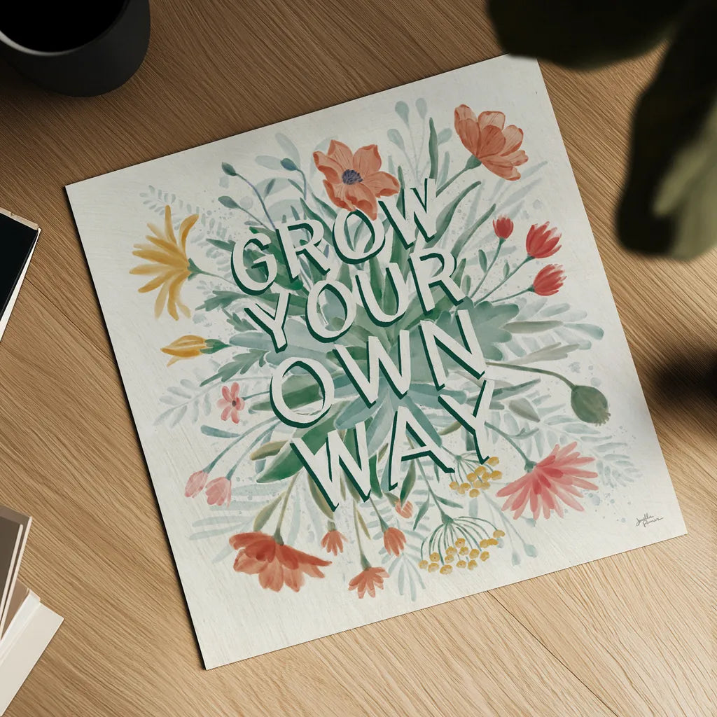 Wildflower Vibes IV by Janelle Penner. Shown as a detailed flat fine art print, highlighting archival giclee quality. Available as an archival giclee rolled canvas, fine art paper, or poster print. SKU 74612a.