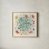 Wildflower Vibes IV by Janelle Penner. Shown in a natural wood glass frame for a timeless modern aesthetic. Available as an archival giclee rolled canvas, fine art paper, or poster print. SKU 74612a.
