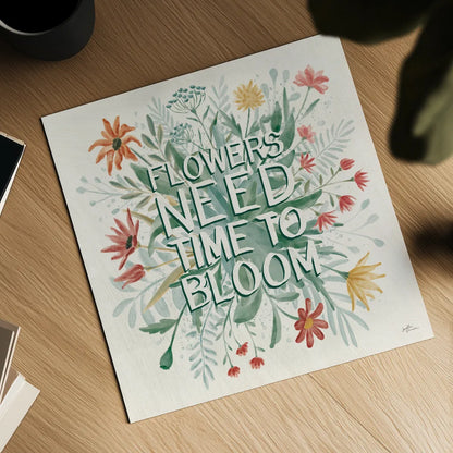 Wildflower Vibes V by Janelle Penner. Shown as a detailed flat fine art print, highlighting archival giclee quality. Available as an archival giclee rolled canvas, fine art paper, or poster print. SKU 74613a.