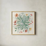 Wildflower Vibes V by Janelle Penner. Shown in a natural wood glass frame for a timeless modern aesthetic. Available as an archival giclee rolled canvas, fine art paper, or poster print. SKU 74613a.