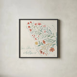 Wildflower Vibes VI by Janelle Penner. Shown in a sleek black glass frame for a contemporary gallery look. Available as an archival giclee rolled canvas, fine art paper, or poster print. SKU 74614a.