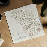 Wildflower Vibes VI Neutral by Janelle Penner. Shown as a detailed flat fine art print, highlighting archival giclee quality. Available as an archival giclee rolled canvas, fine art paper, or poster print. SKU 76403a.