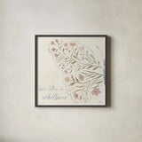 Wildflower Vibes VI Neutral by Janelle Penner. Shown in a sleek black glass frame for a contemporary gallery look. Available as an archival giclee rolled canvas, fine art paper, or poster print. SKU 76403a.
