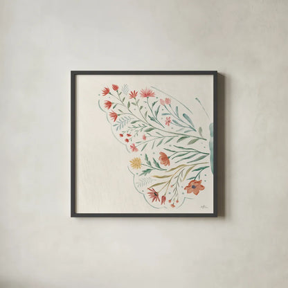 Wildflower Vibes VI No Words by Janelle Penner. Shown in a sleek black glass frame for a contemporary gallery look. Available as an archival giclee rolled canvas, fine art paper, or poster print. SKU 75971a.