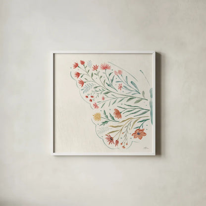 Wildflower Vibes VI No Words by Janelle Penner. Shown in a crisp white glass frame for a clean and minimalist style. Available as an archival giclee rolled canvas, fine art paper, or poster print. SKU 75971a.