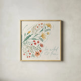 Wildflower Vibes VII by Janelle Penner. Shown in a natural wood glass frame for a timeless modern aesthetic. Available as an archival giclee rolled canvas, fine art paper, or poster print. SKU 74615a.