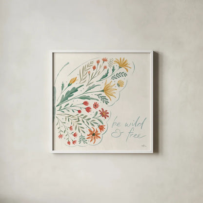 Wildflower Vibes VII by Janelle Penner. Shown in a crisp white glass frame for a clean and minimalist style. Available as an archival giclee rolled canvas, fine art paper, or poster print. SKU 74615a.