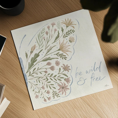 Wildflower Vibes VII Neutral by Janelle Penner. Shown as a detailed flat fine art print, highlighting archival giclee quality. Available as an archival giclee rolled canvas, fine art paper, or poster print. SKU 76404a.