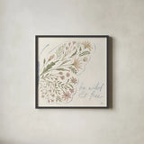 Wildflower Vibes VII Neutral by Janelle Penner. Shown in a sleek black glass frame for a contemporary gallery look. Available as an archival giclee rolled canvas, fine art paper, or poster print. SKU 76404a.