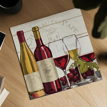 Wine Tasting II by Janelle Penner. Shown as a detailed flat fine art print, highlighting archival giclee quality. Available as an archival giclee rolled canvas, fine art paper, or poster print. SKU 45343a.