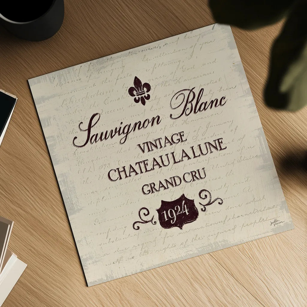 Wine Tasting VI by Janelle Penner. Shown as a detailed flat fine art print, highlighting archival giclee quality. Available as an archival giclee rolled canvas, fine art paper, or poster print. SKU 45347a.