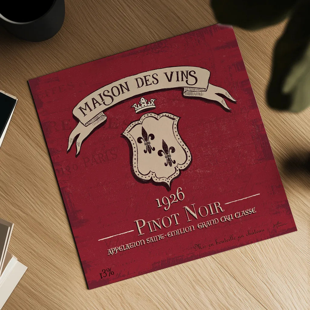 Wine Tasting VII by Janelle Penner. Shown as a detailed flat fine art print, highlighting archival giclee quality. Available as an archival giclee rolled canvas, fine art paper, or poster print. SKU 45348a.