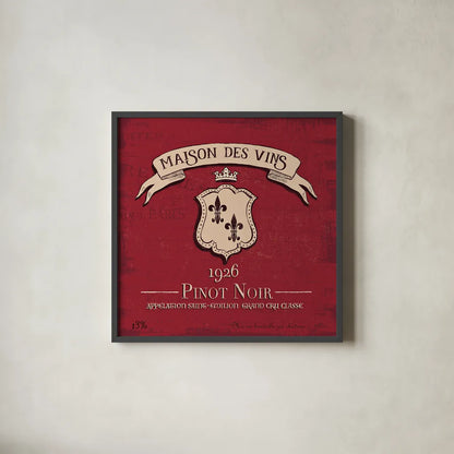 Wine Tasting VII by Janelle Penner. Shown in a sleek black glass frame for a contemporary gallery look. Available as an archival giclee rolled canvas, fine art paper, or poster print. SKU 45348a.