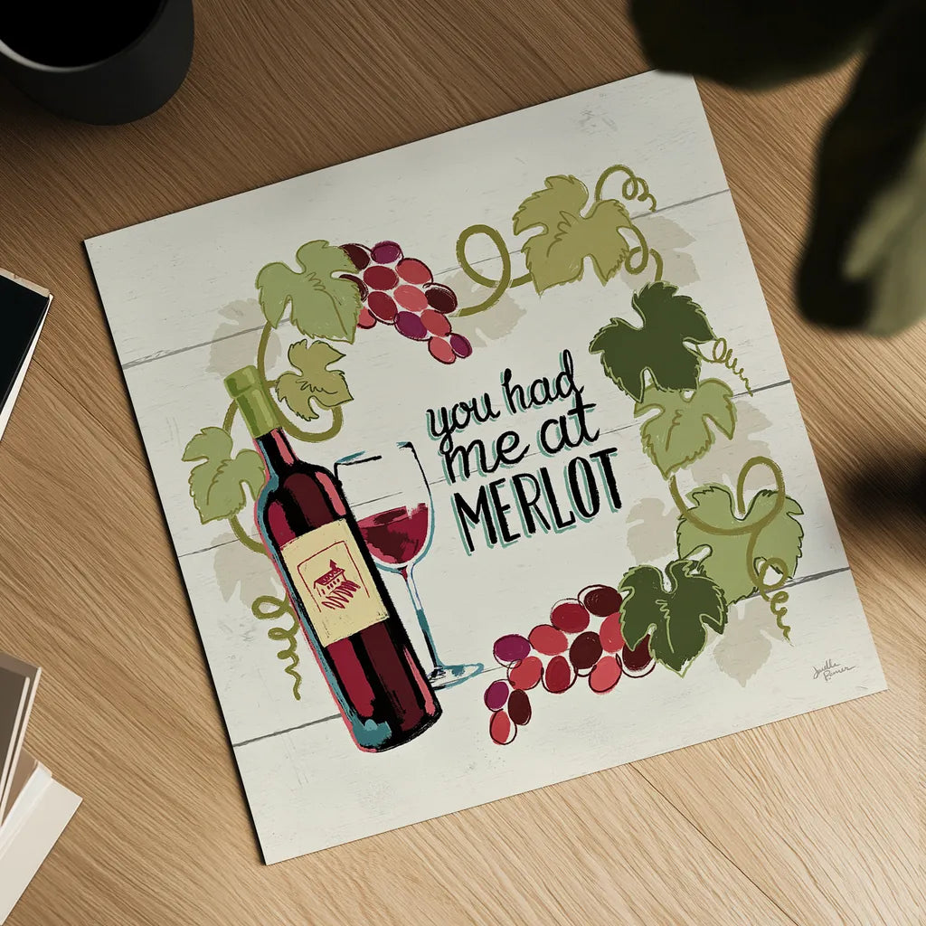 Wine and Friends II by Janelle Penner. Shown as a detailed flat fine art print, highlighting archival giclee quality. Available as an archival giclee rolled canvas, fine art paper, or poster print. SKU 33284a.