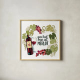 Wine and Friends II on White by Janelle Penner. Shown in a natural wood glass frame for a timeless modern aesthetic. Available as an archival giclee rolled canvas, fine art paper, or poster print. SKU 34536a.