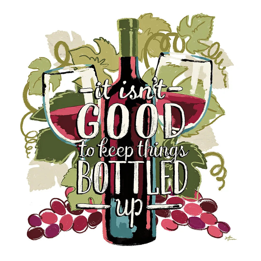 Wine and Friends III on White by Janelle Penner. SKU 34537a. Archival Giclee Fine art print for wall decor.