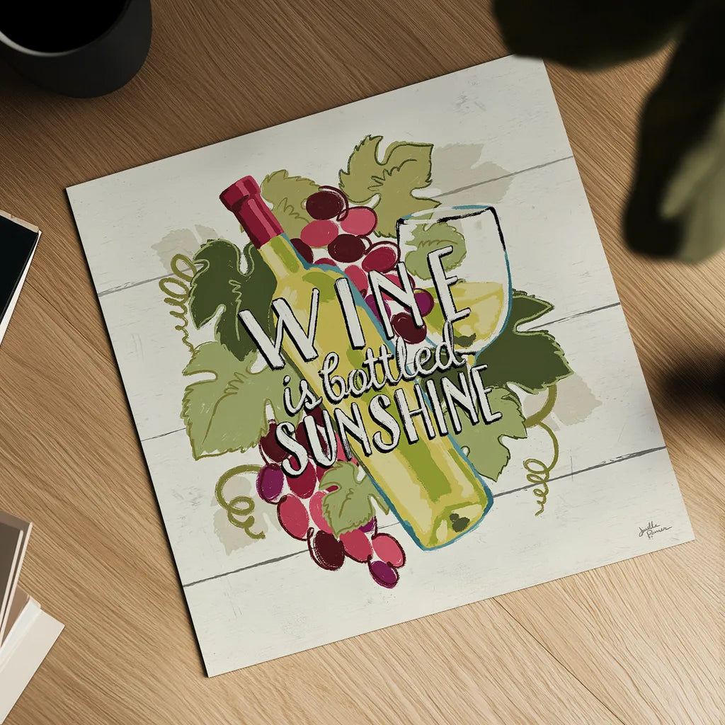 Wine and Friends IV by Janelle Penner. Shown as a detailed flat fine art print, highlighting archival giclee quality. Available as an archival giclee rolled canvas, fine art paper, or poster print. SKU 33286a.