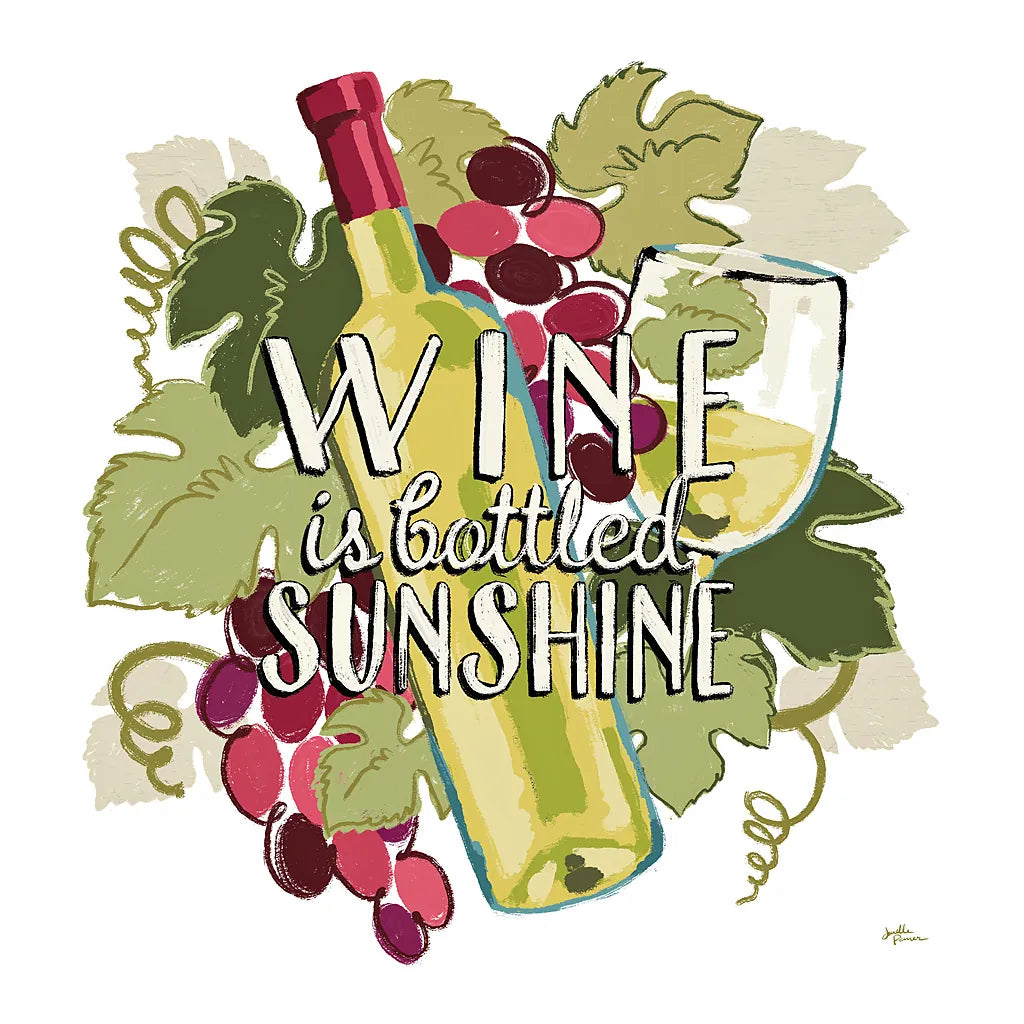 Wine and Friends IV on White by Janelle Penner. SKU 34538a. Archival Giclee Fine art print for wall decor.