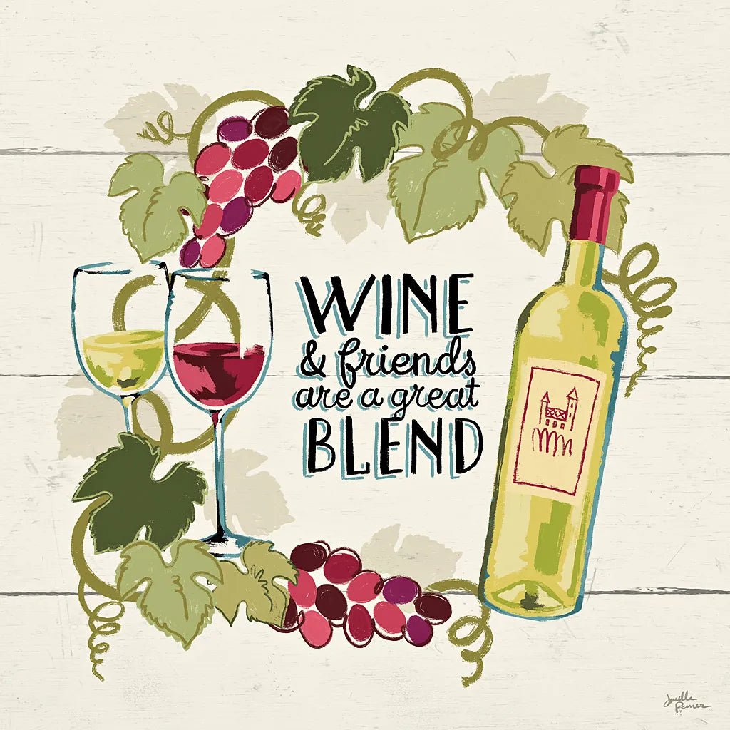 Wine and Friends V by Janelle Penner. SKU 33287a. Archival Giclee Fine art print for wall decor.
