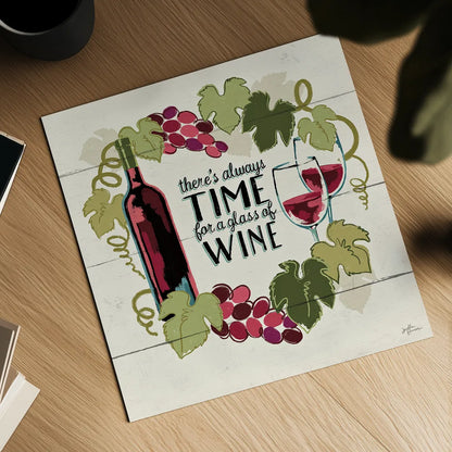 Wine and Friends VI by Janelle Penner. Shown as a detailed flat fine art print, highlighting archival giclee quality. Available as an archival giclee rolled canvas, fine art paper, or poster print. SKU 37917a.