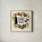 Wine and Friends VI by Janelle Penner. Shown in a natural wood glass frame for a timeless modern aesthetic. Available as an archival giclee rolled canvas, fine art paper, or poster print. SKU 37917a.