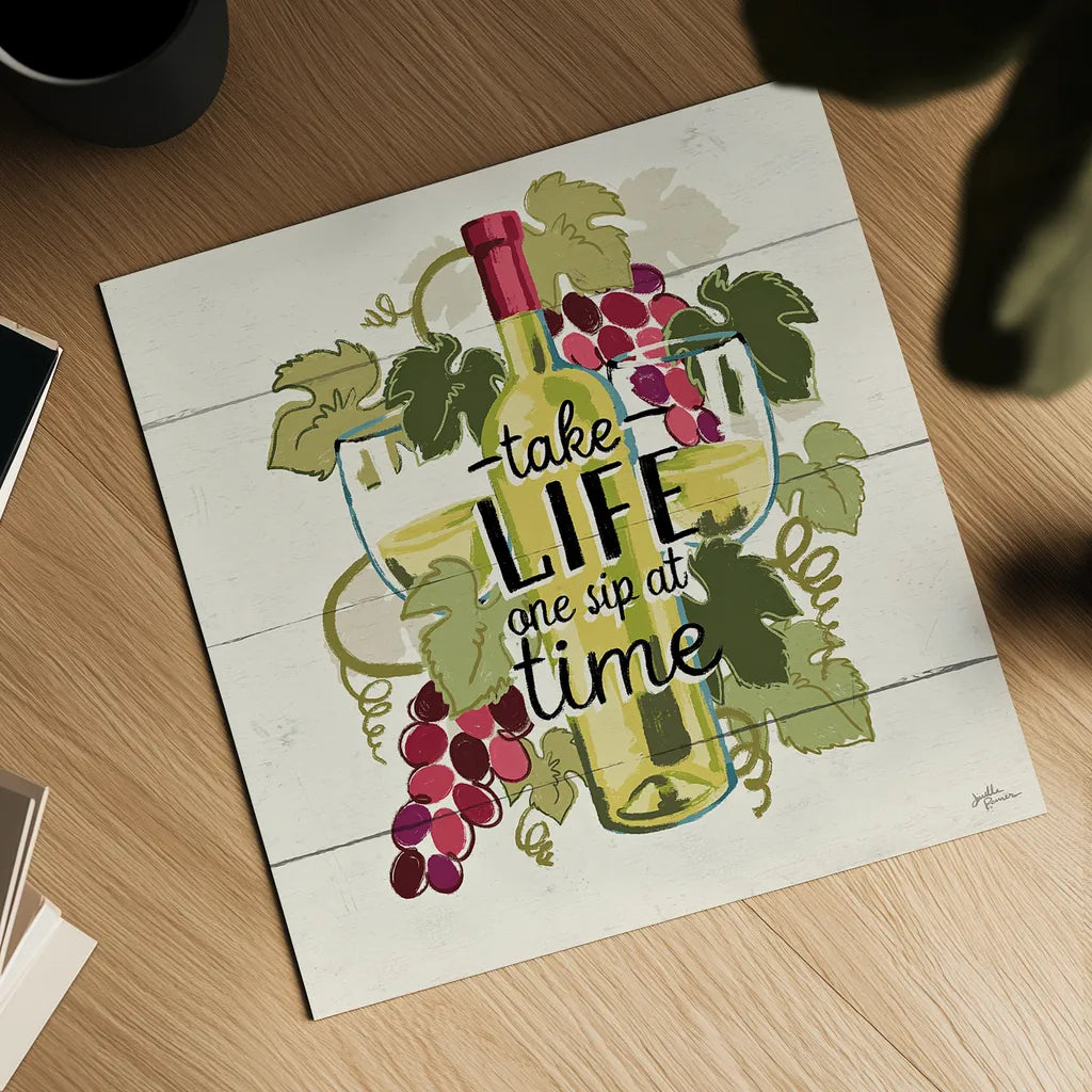 Wine and Friends VII by Janelle Penner. Shown as a detailed flat fine art print, highlighting archival giclee quality. Available as an archival giclee rolled canvas, fine art paper, or poster print. SKU 37918a.