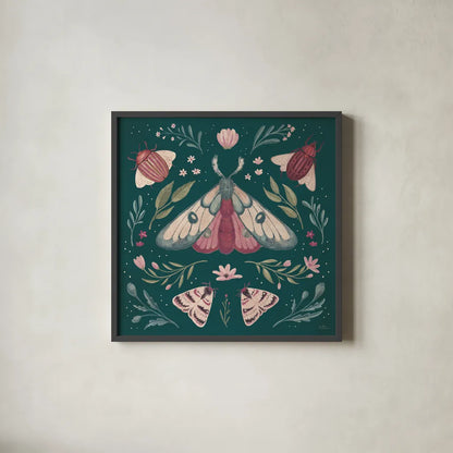 Winged Study II Plum by Janelle Penner. Shown in a sleek black glass frame for a contemporary gallery look. Available as an archival giclee rolled canvas, fine art paper, or poster print. SKU 64060a.