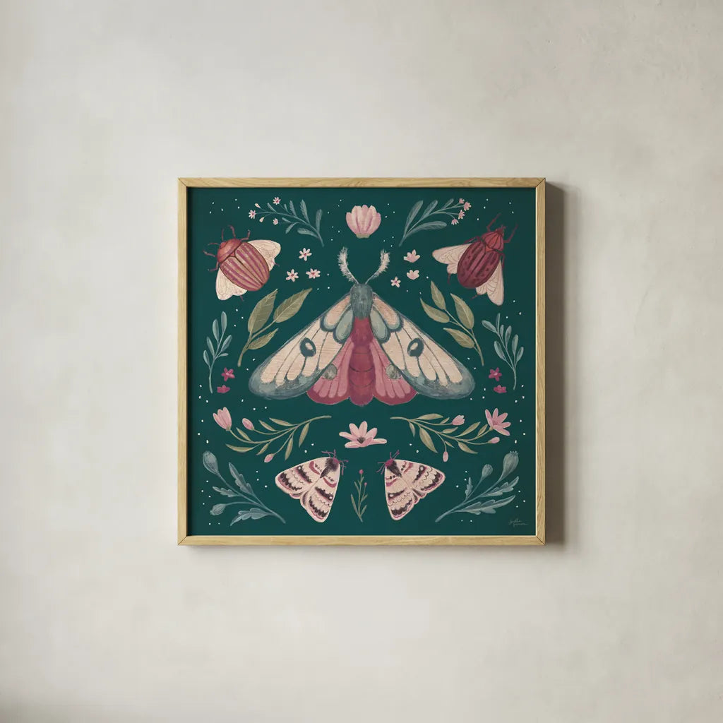 Winged Study II Plum by Janelle Penner. Shown in a natural wood glass frame for a timeless modern aesthetic. Available as an archival giclee rolled canvas, fine art paper, or poster print. SKU 64060a.