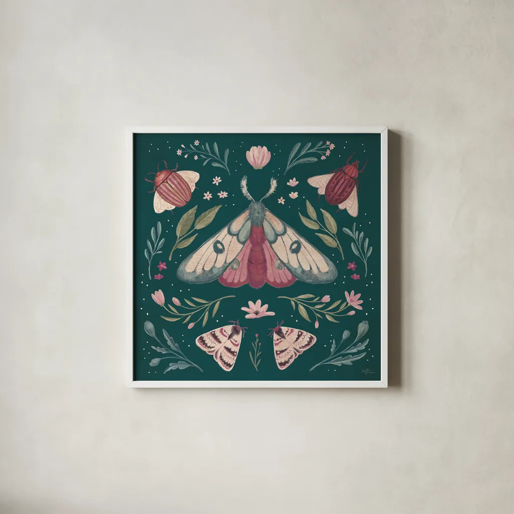 Winged Study II Plum by Janelle Penner. Shown in a crisp white glass frame for a clean and minimalist style. Available as an archival giclee rolled canvas, fine art paper, or poster print. SKU 64060a.