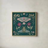 Winged Study III Plum by Janelle Penner. Shown in a natural wood glass frame for a timeless modern aesthetic. Available as an archival giclee rolled canvas, fine art paper, or poster print. SKU 64061a.