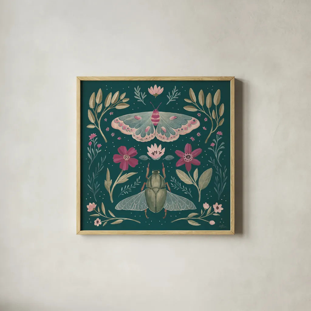 Winged Study III Plum by Janelle Penner. Shown in a natural wood glass frame for a timeless modern aesthetic. Available as an archival giclee rolled canvas, fine art paper, or poster print. SKU 64061a.